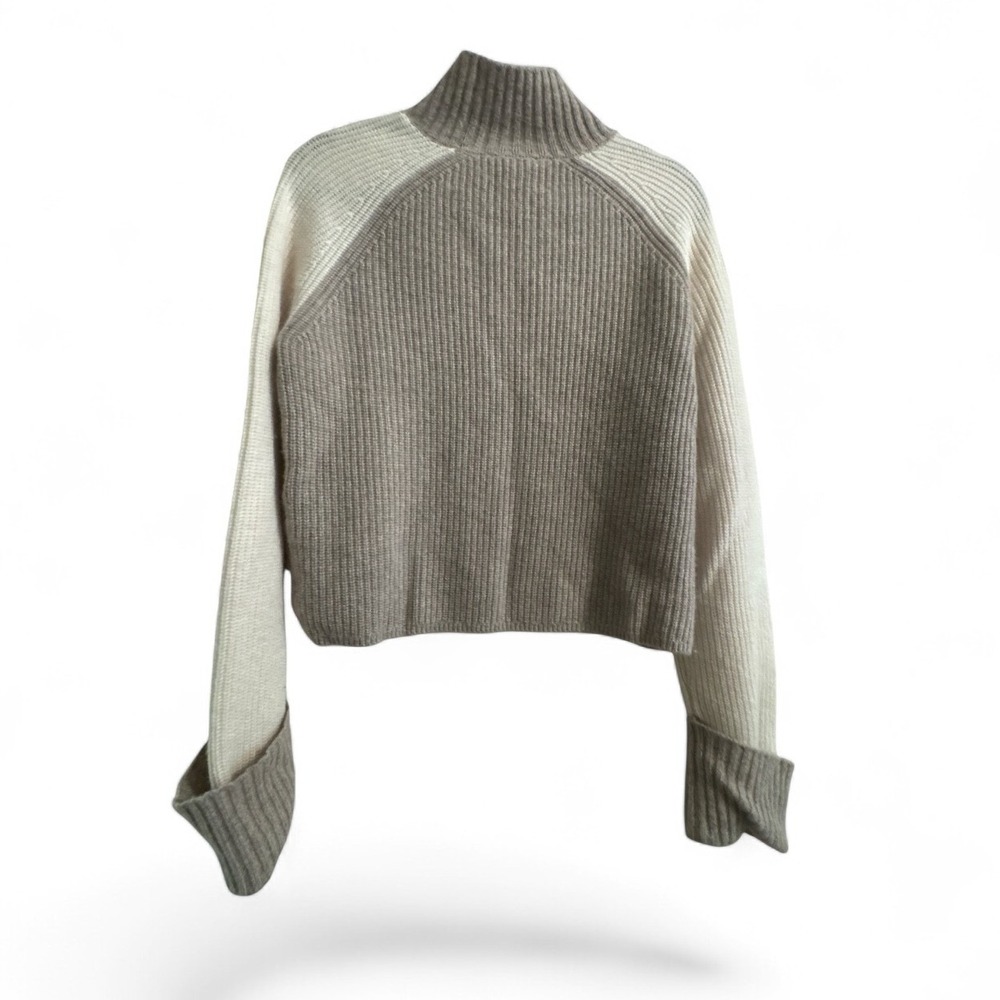 Splendid Collection 100% Cashmere Colorblock Ribbed Mock Neck Sweater XS Modern